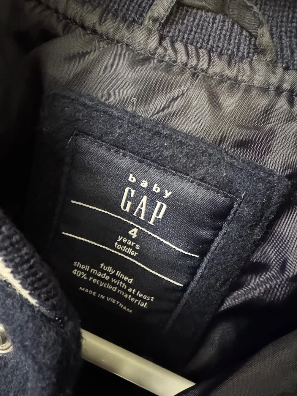 GAP Navy Kids Fleece Bomber Jacket with White Stripe Trim
